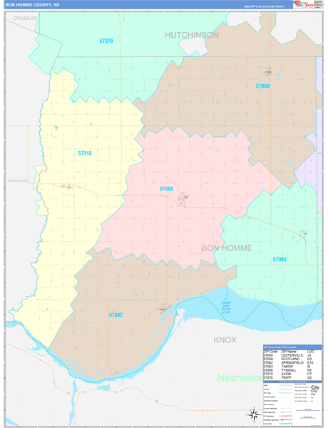 Bon Homme County Digital Map Color Cast Style